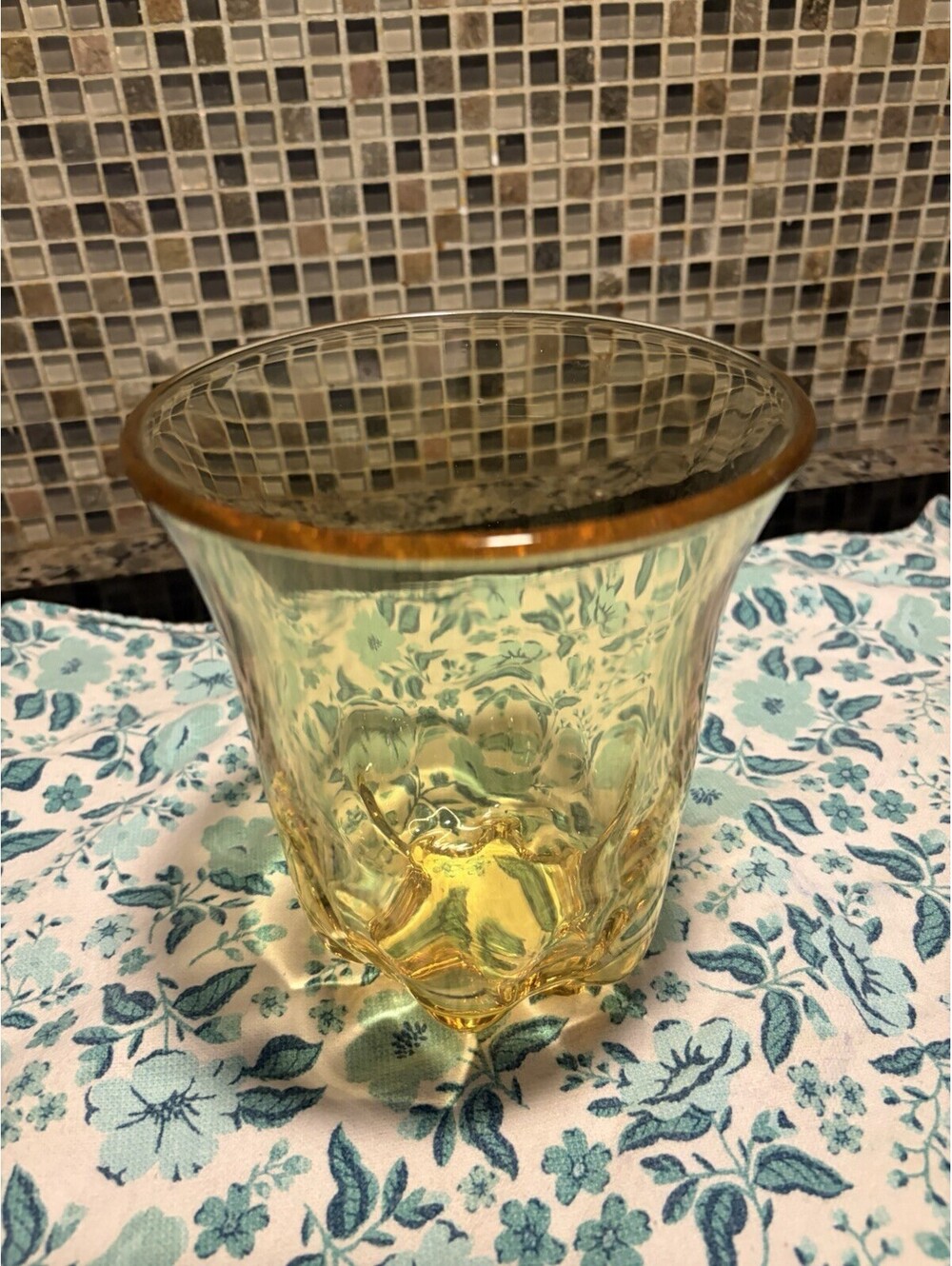 Yellow Vintage Thick Indiana Glass Vase